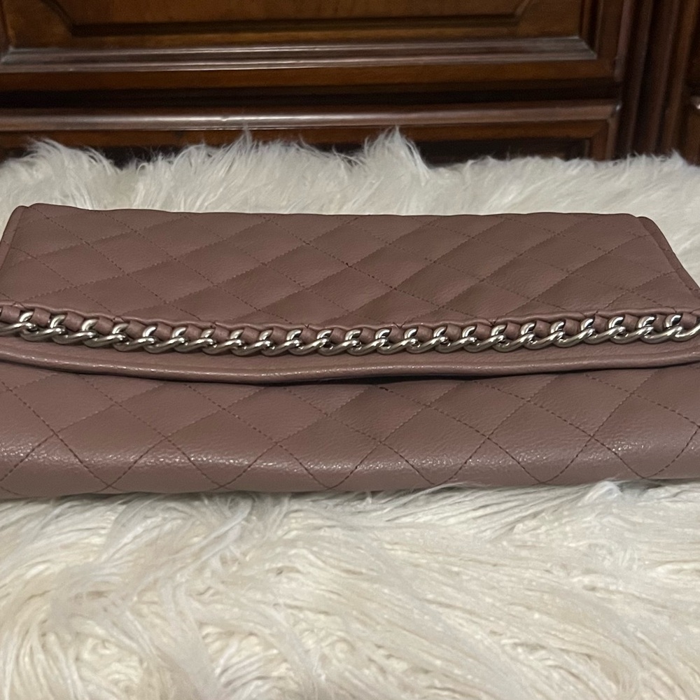 Quilted Dusty Pink Chain Clutch or Shoulder Bag